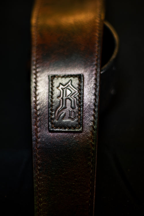 Sangle de guitare cuir pleine fleur - Patine fumée