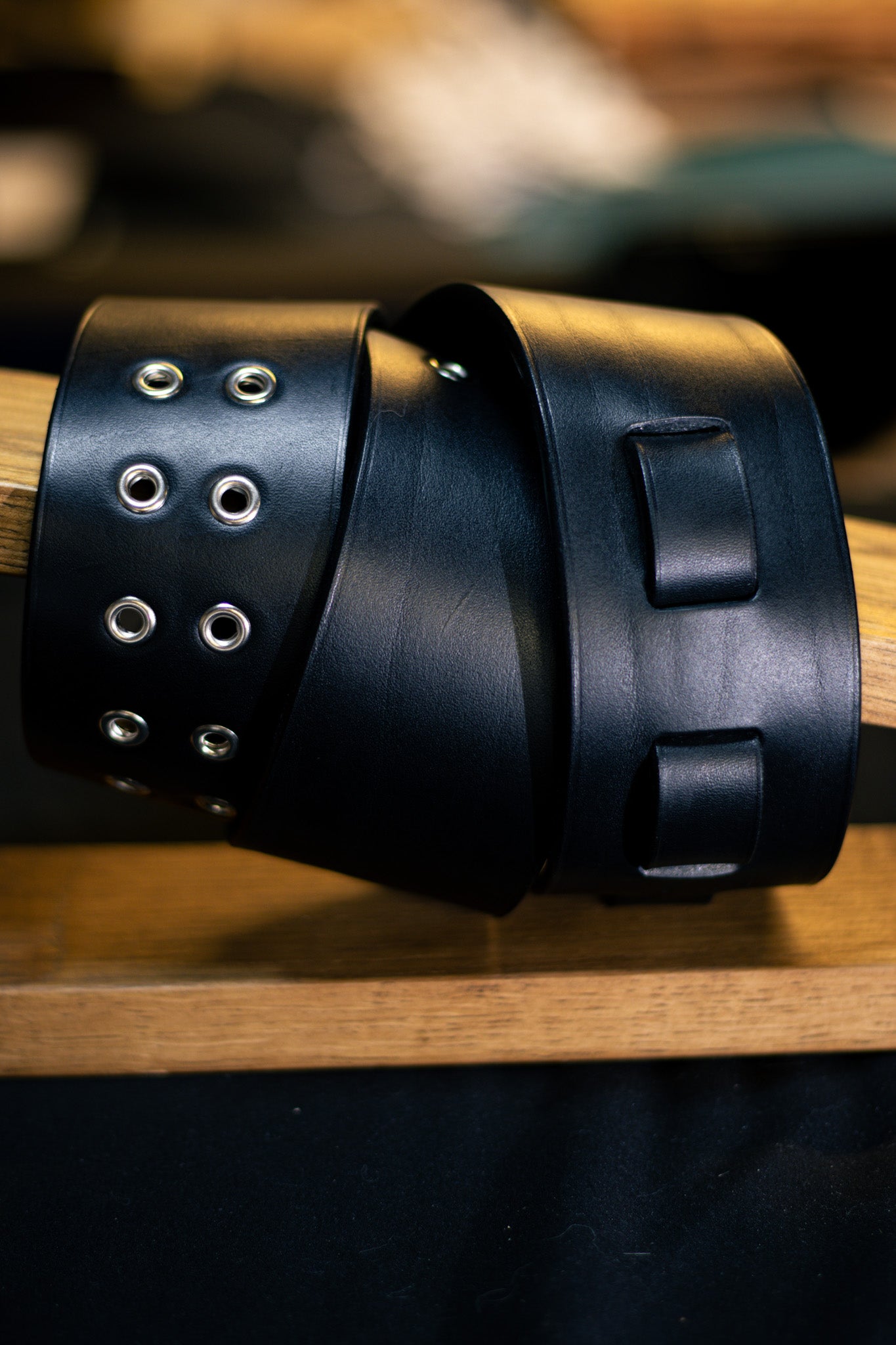 Sangle de guitare en cuir - Finition noire mate