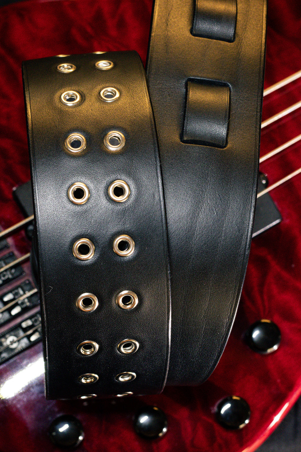 Sangle de guitare en cuir - Finition noire mate