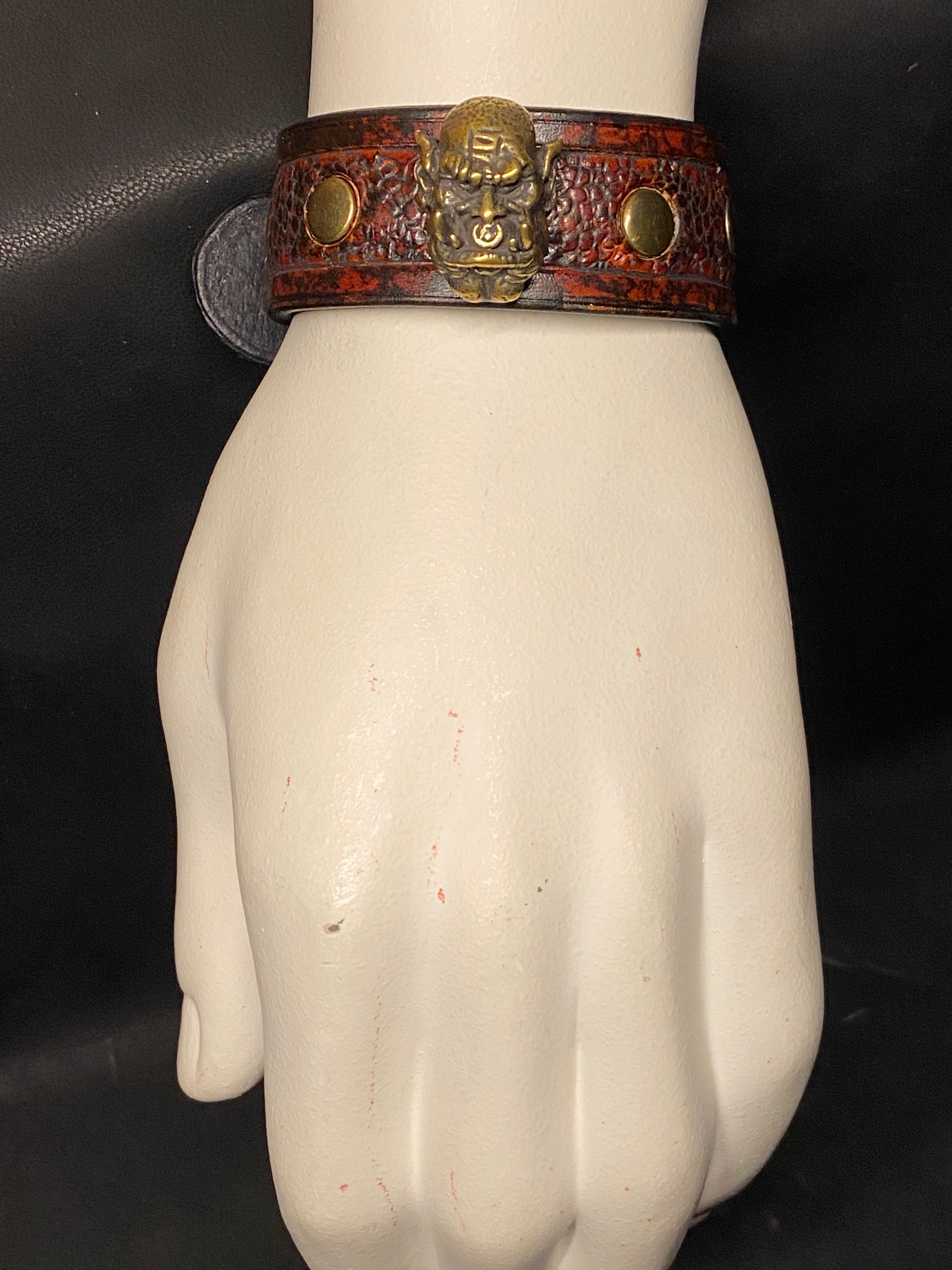 Bracelet en cuir Orc Noyer - Patine ombrée